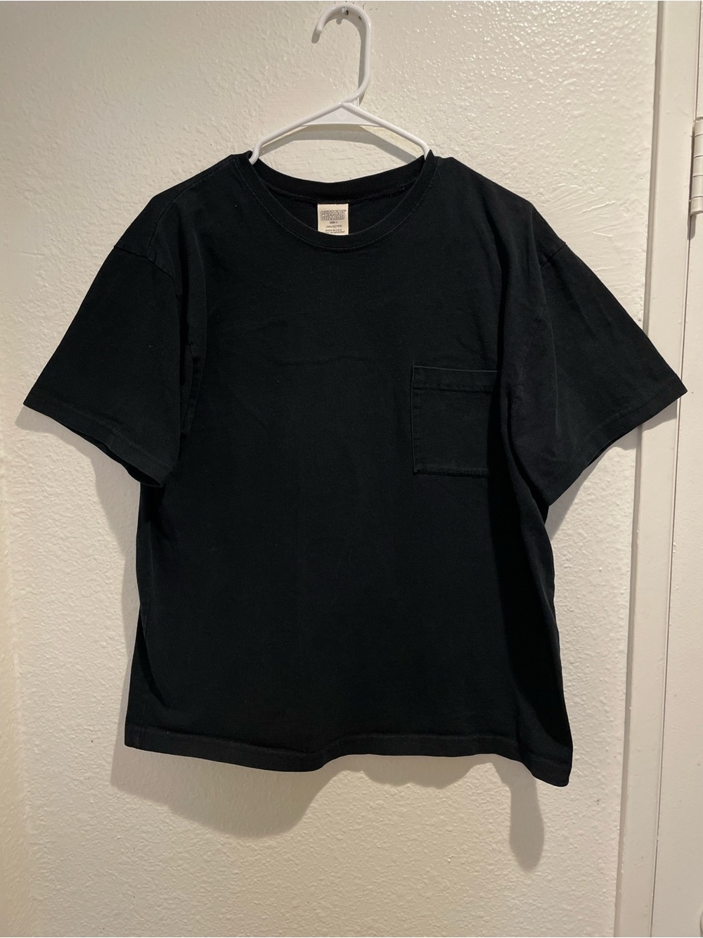 Vintage 90s Cheetah Blank Black Pocket T-Shirt Men's Size Large Made In USA